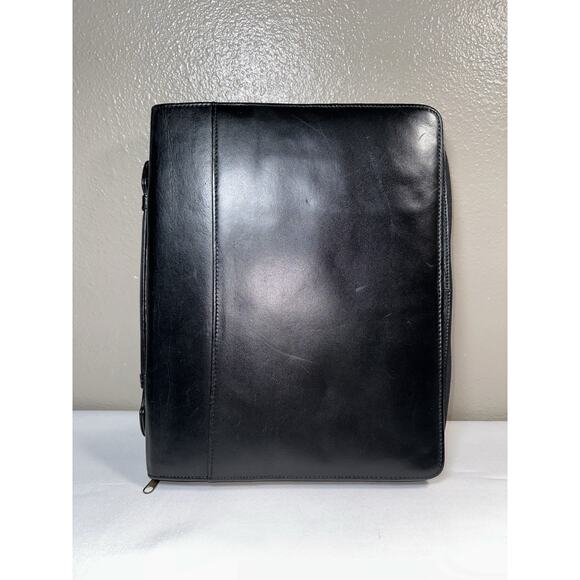 Vintage Boulder Ridge Black Leather Zipper Handle Portfolio Notebook Briefcase - Picture 1 of 13